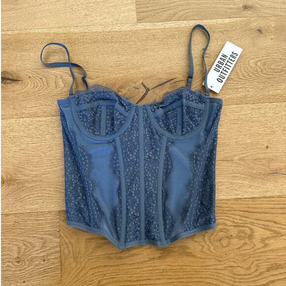 Urban Outfitters - Modern Love Corset Top in Blue - Picture 1 of 3
